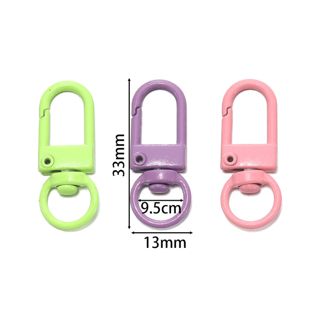 Colorful keychain spray painted zinc alloy 3-point small door buckle DIY mobile phone chain key buckle metal jewelry accessories