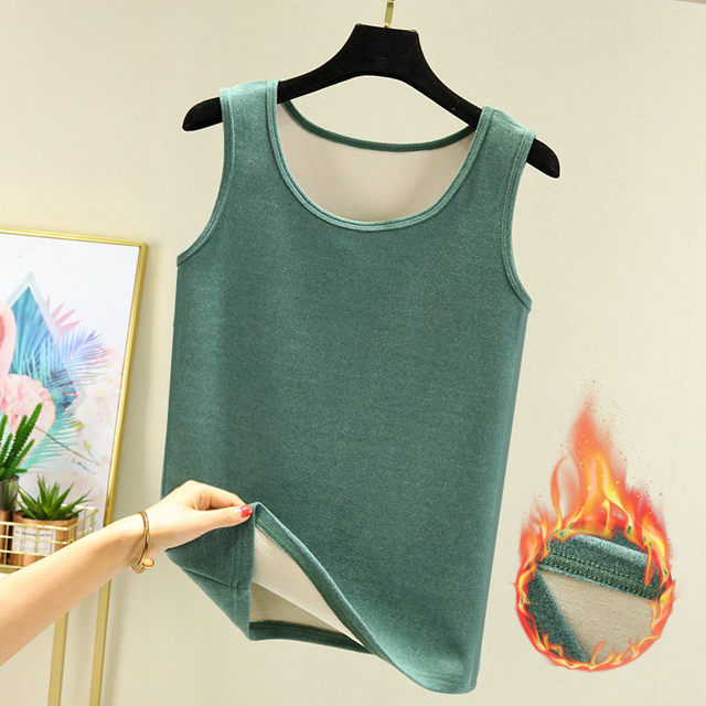 German velvet vest for women in autumn and winter plus velvet and thickened seamless round neck t-shirt for inner wear and outer wear brushed warm base shirt top