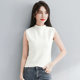 White small half turtleneck vest for women to wear with autumn and winter new style thickened and warm, slim and stylish sleeveless t-shirt bottoming shirt