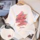 Summer white short-sleeved T-shirt for women 2025 new hot cartoon bear t-shirt loose design half-sleeved top