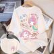 Summer white short-sleeved T-shirt for women 2025 new hot cartoon bear t-shirt loose design half-sleeved top