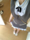 Vietnam and Korean small fish pure school flower MIU is a skirt, satin, and fake two pieces of shirt woolen rings drilling thousands of gold skirt spring