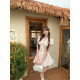 Yuehan Xiaoyu Tea Card Girl Short Sleeve Version Pure Sweet Girl Lace Bow Pink Waist Skirt
