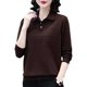 2025 Spring and Autumn New Polo Shirt T-shirt Women Loose Large Size T-shirt Korean versatile middle-aged mother women's top
