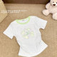 Cute cartoon puppy flocking embroidered short sleeves for women with small fresh green round neck shoulder T-shirt waist-hugging short top