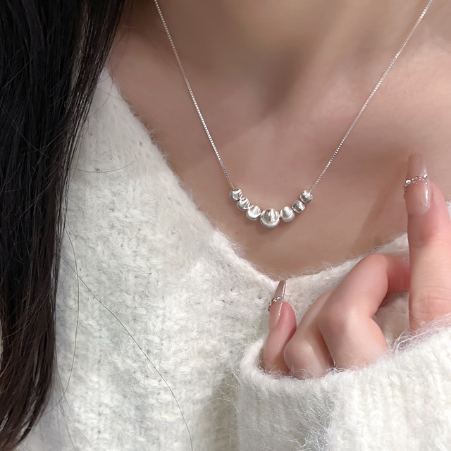 S925 sterling silver cat eye bead necklace women's light luxury niche design advanced clavicle chain 2025 new hot style necklace
