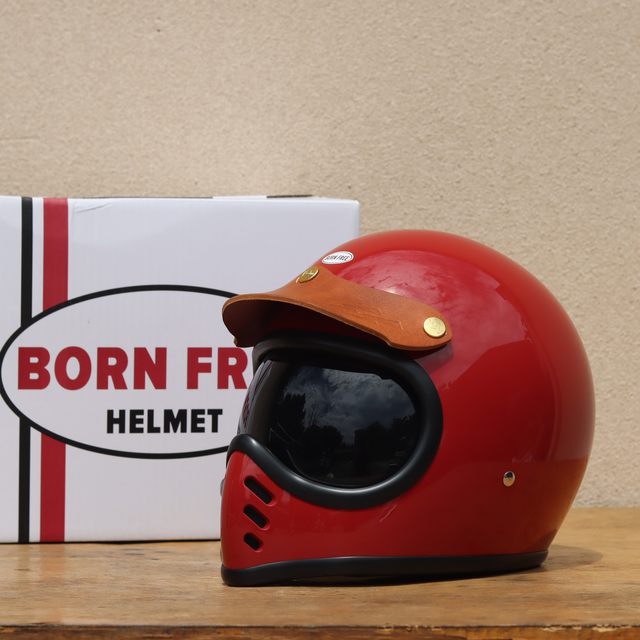 Retro helmet brim lightning genuine cowhide mountain bike motorcycle full helmet penguin decoration bornfree seabird evo