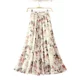 Chiffon floral skirt women's clothing 2024 summer new lace versatile printed large long model long skirt
