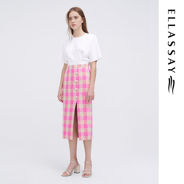 
Glissole summer new cotton red pink slit pencil skirt for women EWW342Q02300