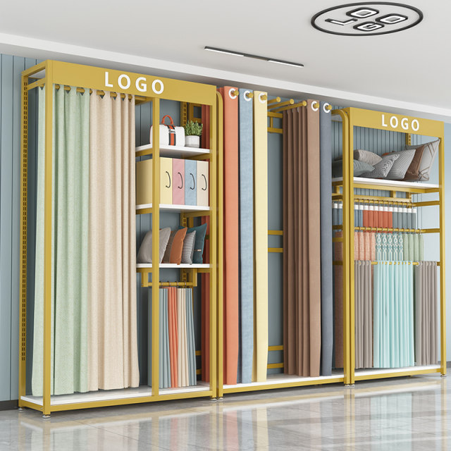 Curtain fabric hanging card display rack floor-standing home textile ...