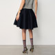 hug 2025 Autumn and Winter Black Irregular Pleated Cleft Skirt Drawstring Elastic Waist