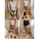 Sinan American street style niche retro work clothes double pocket design high waist A-line short skirt SN7274
