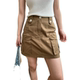 Sinan American street style niche retro work clothes double pocket design high waist A-line short skirt SN7274