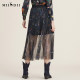 Answer to the mystery 2022 autumn new retro printed mesh skirt A-shaped versatile pleated design skirt for women 223MB1040
