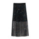 Answer to the mystery 2022 autumn new retro printed mesh skirt A-shaped versatile pleated design skirt for women 223MB1040
