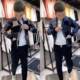 19008 spring and autumn new men's lattice contrasting color foreign long -sleeved long -sleeved knitted cardigan trendy jacket elasticity