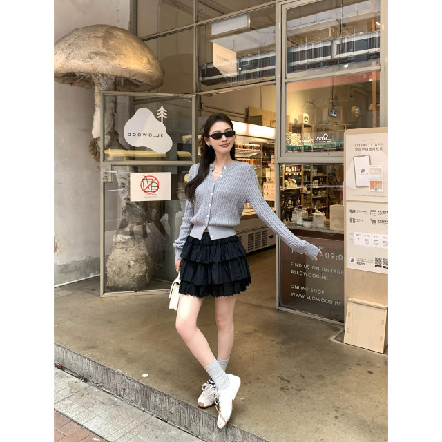 pusumede sweet age-reducing lace spliced ​​skirt for women's cake skirt design niche A-line puffy short skirt