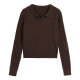 pusumede retro twist polo sweater for women wearing sweaters slim short lapel pullover long sleeve top