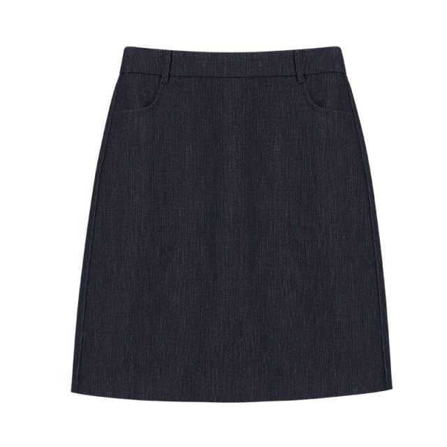 pusumede dark blue a-line skirt for women straight summer new commuter high waist casual versatile short skirt
