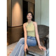 pusumede new Chinese style hollow buckle neck knitted suspender vest women's summer temperament slim short top