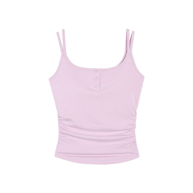 Pusumede white chest pad suspender vest for women with short waist slim fit inner sleeveless knit top
