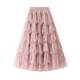 Cake skirt 2025 autumn new mesh long skirt design skirt versatile mesh spliced ​​puffy skirt 1219 custom