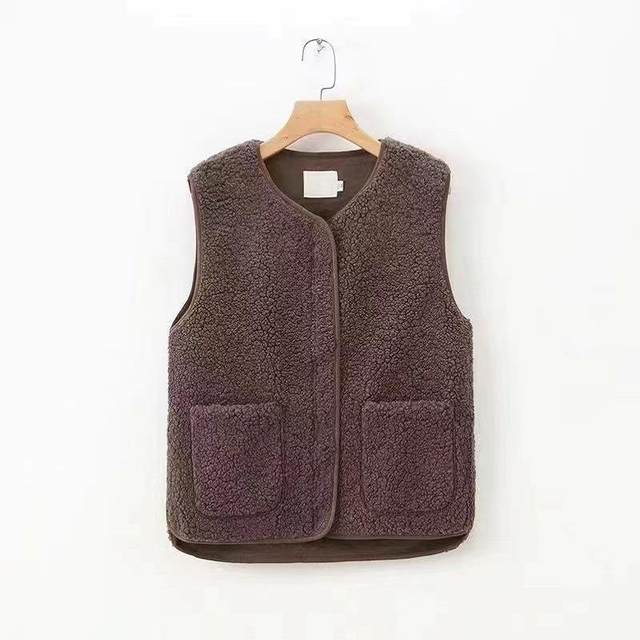 Korean fashion imitation lamb-wool vest cardigan in autumn and winter for women casual plus velvet sweater vest women's custom
