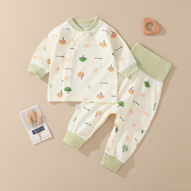Baby pure cotton underwear set spring and autumn underwear home clothes toddler base baby autumn clothes and autumn pants pajamas snap crotch