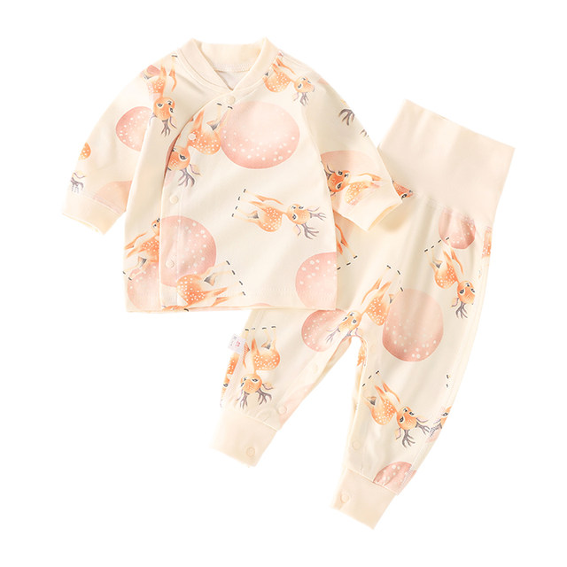 Baby pure cotton underwear set spring and autumn underwear home clothes toddler base baby autumn clothes and autumn pants pajamas snap crotch