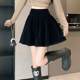 Large size gold velvet A-line skirt showing legs long and short skirt autumn and winter Korean style college style umbrella skirt women's black pleated skirt