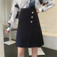Irregular skirt women's middle skirt large size bright line pocket mid -length fat mm design sense cover professional A -line skirt