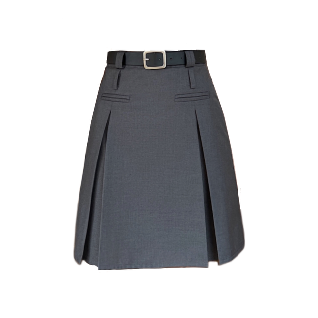 
Gray pleated suit skirt for women in summer style versatile textured skirt fat mm small person A-line short skirt