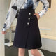 Irregular skirt women's middle skirt large size bright line pocket mid -length fat mm design sense cover professional A -line skirt