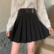 Large size slim and pleated skirt, small short skirt, fat mm Korean versatile A-line skirt, spring and summer belly-covering skirt