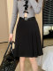 Fat M retro belt mid-length skirt for women in spring small short skirt large size slim and a pleated skirt
