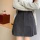Large size autumn and winter new wool pleated skirt age-reducing A-line short skirt anti-lighting and slimming the belly-covering college style skirt