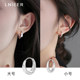 999 sterling silver geometric plain ring earrings for women's cold wind earrings temperament ear buckles 2025 new popular earring earrings
