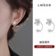 999 sterling silver flower earrings and earrings, light luxury niche design sense 2025 new earrings for women