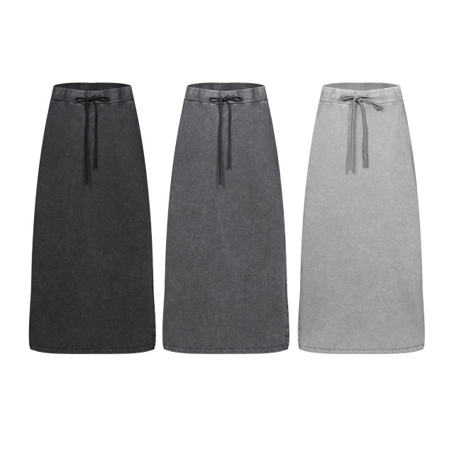 American fashion brand washing and old long A-line skirt with a slit high waist covering the strap to make you look slim straight and loose skirt for women

