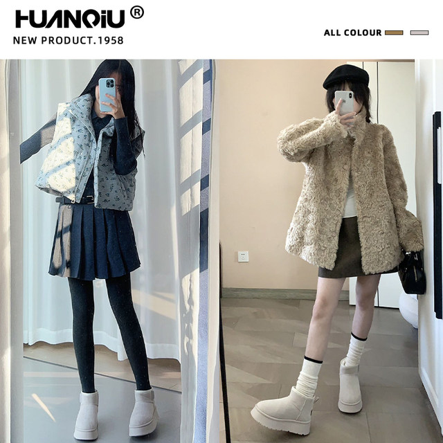 Universal snow boots for women 2025 new winter velvet thickened warm versatile short boots women's fur integrated cotton shoes