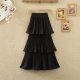 2024 spring and summer new high-waist layered spliced ​​cake skirt design niche mid-length pleated skirt for women