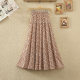 2024 spring and summer new high-waisted retro floral chiffon spliced ​​cake skirt A-line printed long skirt women's skirt