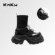 knkw streamer functional cool short boots women's autumn and winter new thick-soled black British fashion boots
