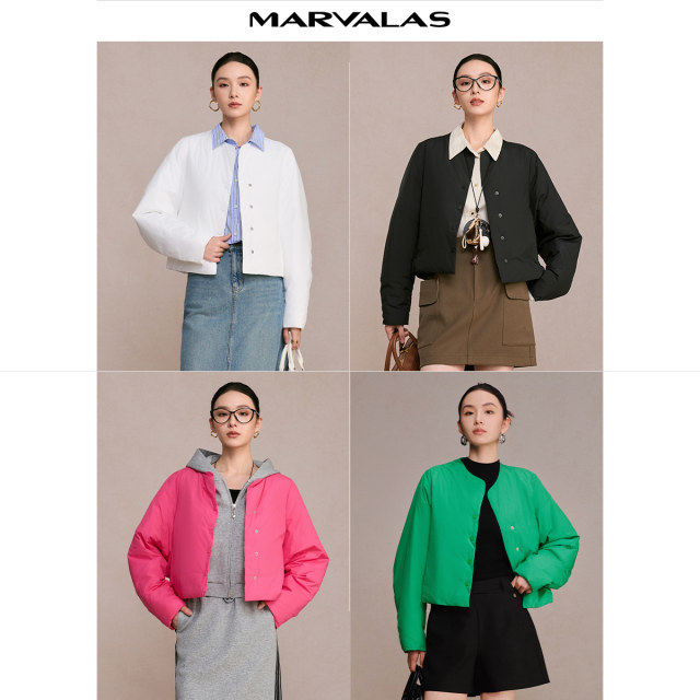 Mandeshi short cotton jacket 2025 winter new product bread jacket cotton jacket solid color thickened top women's short jacket
