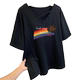 Extra large size 300Jin [Jin equals 0.5 kg] Rainbow printed hem slit v-neck loose short-sleeved T-shirt for women in summer fat MM large version top