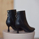 Soft Leather Short Boots Women's Slim Boots 2025 Autumn and Winter New Korean Style Pointed Toe Plus Velvet High Heels Thin Heels Versatile Martin Boots