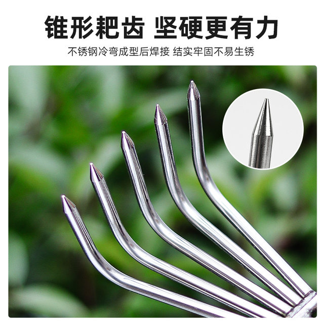 Small rake stainless steel special tool for loosening soil and loosening soil and gardening tools weeding and turning the ground to catch sea flower planting tools