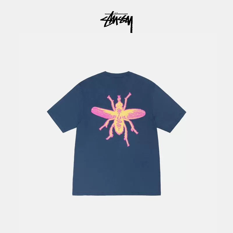 STUSSY斯图西字母昆虫图案印花短袖T恤男女同款-Taobao