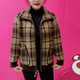 New winter gold mink thickened warm coat fashionable plaid short all-in-one velvet top for middle-aged and elderly mothers