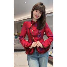 Chinese dress Chinese wind clasp New Year New Year's Cheongsam T-shirt New Chinese coat